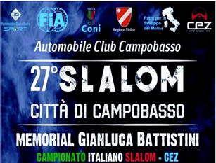 Domenica 19 maggio si disputerà il “27° Slalom Città di Campobasso – Memorial Gianluca Battistini”  a Campobasso Interesserà il tratto compreso tra il bivio di Mirabello Sannitico ed il ristorante “Il Ritrovo” di Campobasso