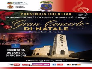 “Il Gran concerto di Natale” in diretta streaming, web e tv a cura della provincia di Frosinone