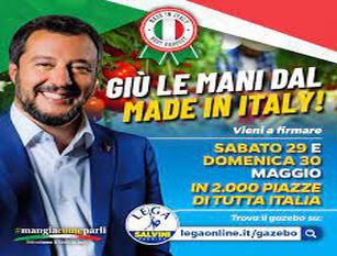 Molise: gazebo Lega per #mangiacomeparli. Petizione in difesa di cibo vero e madeinitaly. Salvini, “grande manifestazione nazionale dopo un anno di chiusure”