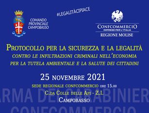Legalità, protocollo d’intesa tra Confcommercio Molise e Arma dei Carabinieri