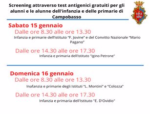 Il Comune di Campobasso in vista del ritorno in classe predispone test antigenici in modalità drive-in
