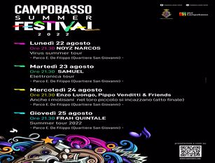 Proseguono le prevendite del Campobasso Summer Festival 2022 Dal 22 al 25 agosto quattro coinvolgenti serate al Parco E. De Filippo