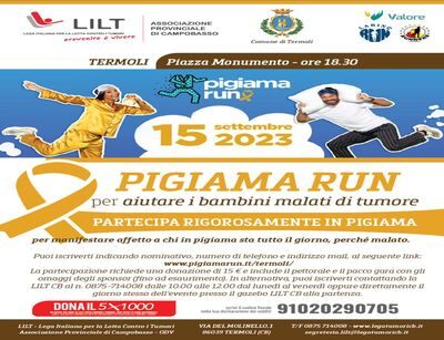 15 settembre: pigiama run per aiutare i bambini malati di tumore La Lilt Campobasso invita alla corsa-camminata a Termoli