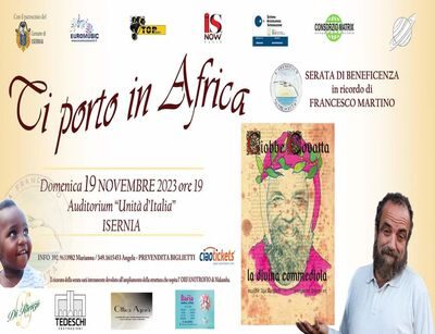 Oggi andrà in scena l’evento “Ti porto in Africa” presso l’Auditorium di Isernia