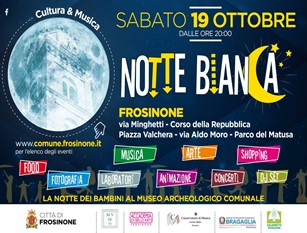 Questa sera 19 ottobre a Frosinone la Notte Bianca  della Cultura e della Musica con più di 40 eventi.