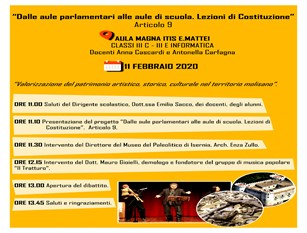 Isernia, incontro all’ITIS “Mattei”: La cultura nella Costituzione italiana