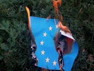 Dirigenti e Militanti di Forza Nuova bruciano le bandiere dell’UE