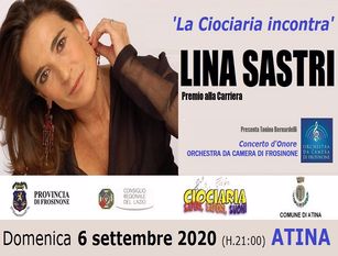 La Provincia di Frosinone premia l’attrice Lina Sastri ad Atina