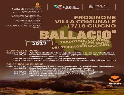 Frosinone, sabato e domenica tradizioni e gastronomia locali con Ballacio’.