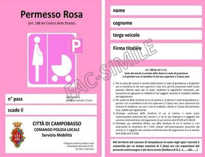 Il comune di Campobasso ha realizzato stalli rosa per donne in attesa di un bambino e per genitori con bambini fino a due anni.