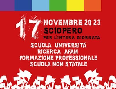 17 novembre 2023: sciopero per l’intera giornata nei settori della conoscenza