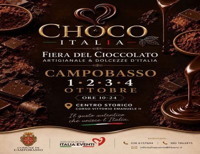 Campobasso si veste di dolcezza. Il grande ritorno di Choco Italia nel cuore della città Dal 1° al 4 ottobre Corso Vittorio Emanuele II ospita la festa del cioccolato artigianale: quattro giorni tra filiera corta, artisti, laboratori e solidarietà per tutta la famiglia