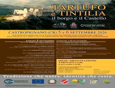 “Tartufo e Tintilia, il borgo e il Castello”: il 5 e 6 settembre Castropignano celebra le eccellenze del Molise