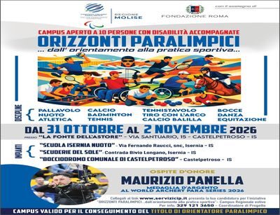 “ORIZZONTI PARALIMPICI”: in Molise un campus gratuito per avvicinare i giovani allo sport