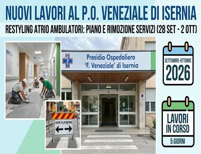Ospedale “Veneziale” di Isernia: al via i lavori nell’atrio degli ambulatori. Ecco il piano di ricollocazione dei servizi Tutte le ricollocoazioni provvisorie