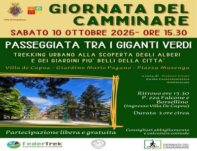 Giornata nazionale del camminare. Due appuntamenti a Campobasso Sabato 10 ottobre trekking urbano alla scoperta dei giardini cittadini  e domenica 11 passeggiata tra i colori dell’autunno a Monte Vairano