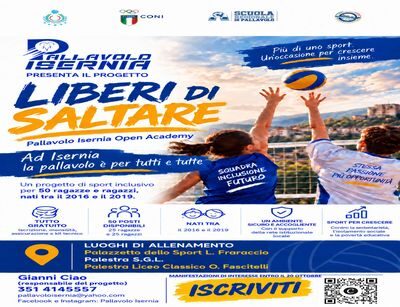Pallavolo Isernia lancia Liberi di Saltare Progetto sperimentale per 50 ragazzi e ragazze dagli 8 agli 11 anni